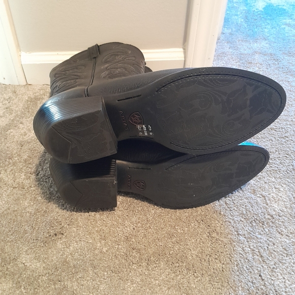 Black Real Leather Cowboy Boots - Picture 4 of 6